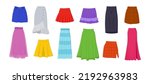 Different skirts for women vector illustrations set. Collection of cartoon drawings of woman clothes, long and mini skirts of different colors isolated on white background. Clothes, fashion concept