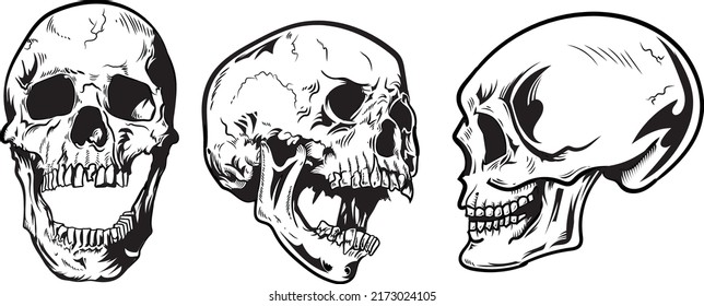 Different skulls face vector pack