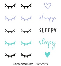 Different Sleepy Eyes Illustrated, Color In Vector Adjustable, Design Your Own Sleepy Sign