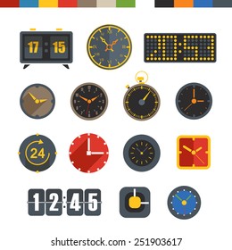 Different slyles of clock vector collection isolated on white