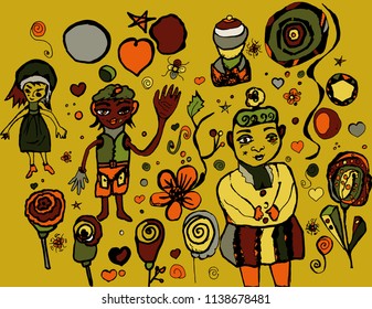 Different small elements fantasy vector