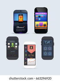 Different Smart Phone Theme, Vector Colorful Mobile Interface Design, Web or Software Template Set