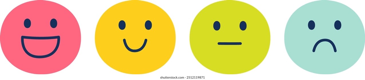 Different Smiling Emojis Vector Illustration