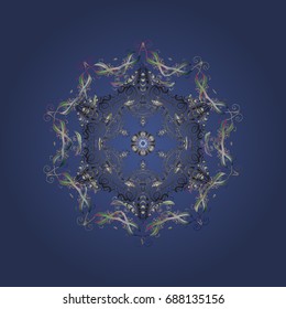 Different snowflake collection vector, winter elements on a colored background. Vector christmas abstract colorful background with cute snowflake.