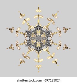 Different snowflake collection vector, winter elements on a gray background. Vector christmas abstract colorful background with cute snowflake.