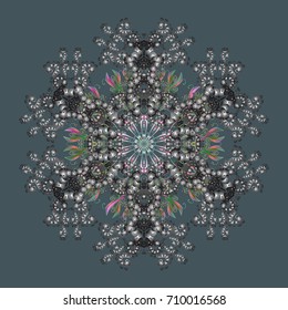 Different snowflake collection vector, winter elements on a colored background. Vector christmas abstract colorful background with cute snowflake.