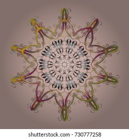 Different snowflake collection vector, winter elements on a neutral, gray and brown colors. Vector christmas abstract colorful background with cute snowflake.