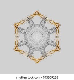 Different snowflake collection vector, winter elements on a gray, brown and beige colors. Vector christmas abstract colorful background with cute snowflake.