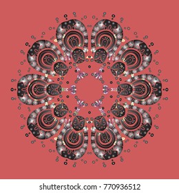 Different snowflake collection vector, winter elements on a pink, gray and brown colors. Vector christmas abstract colorful background with cute snowflake.