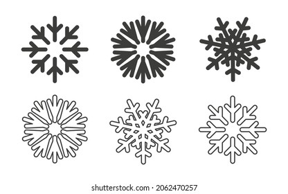 Iconos de copos de nieve diferentes. Elementos de Navidad. Modernos copos de nieve de estilo plano. Ilustración del vector