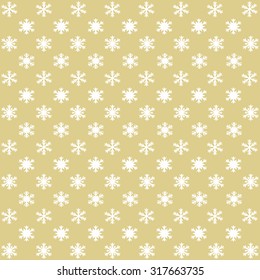 Different snowflakes in rows staggered on a gold background in a square format