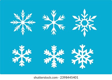 different snowflakes. Separate vectors. blue background