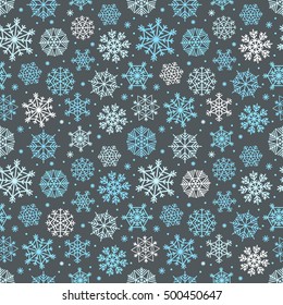 Different snowflakes set. Abstract seamless background