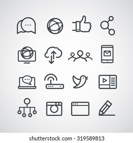 Different social media icons collection. Vector clip-art