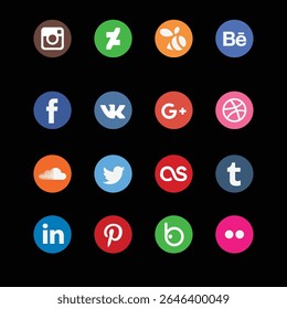 Diferentes ícones de Mídia Social e ícone de navegação na Internet, diferentes ícones 3D arquivos EPS 