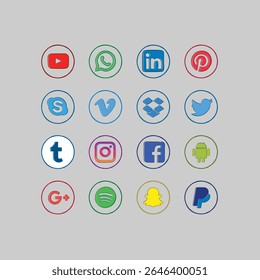 Diferentes ícones de Mídia Social e ícone de navegação na Internet, diferentes ícones 3D arquivos EPS 