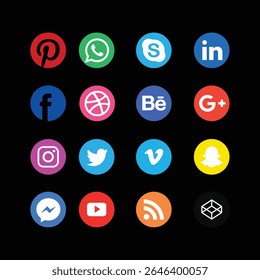 Diferentes ícones de Mídia Social e ícone de navegação na Internet, diferentes ícones 3D arquivos EPS 