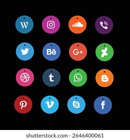 Diferentes ícones de Mídia Social e ícone de navegação na Internet, diferentes ícones 3D arquivos EPS 
