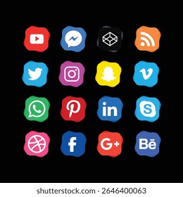 Diferentes ícones de Mídia Social e ícone de navegação na Internet, diferentes ícones 3D arquivos EPS 