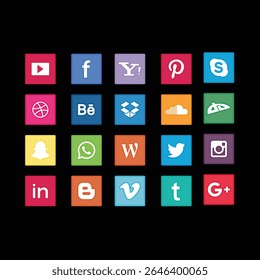 Diferentes ícones de Mídia Social e ícone de navegação na Internet, diferentes ícones 3D arquivos EPS 