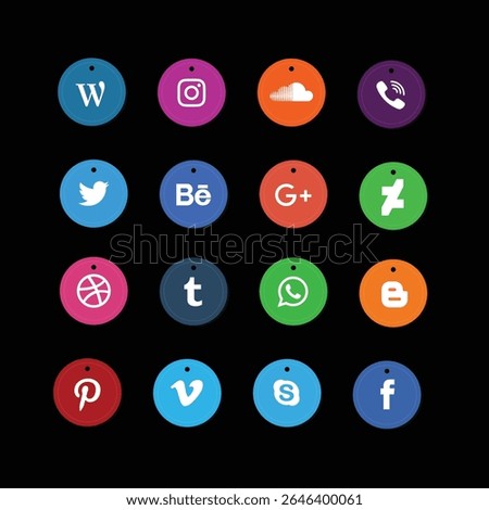 Different Social Media icons and Internet web browsing icon, different 3D icons EPS files 