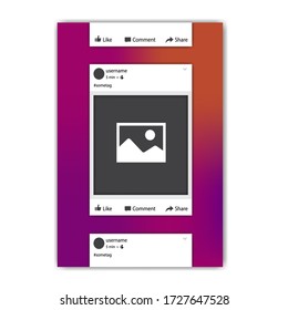 Different social network photo frame. Tepmlate of photo frame for different apps and mobile gadgets.  Social media vector illustration. Media mock up for private or commercial blog. Blog image.