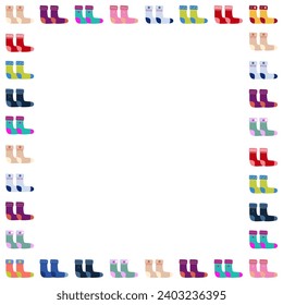 Different socks frame or border. Empty space for text.