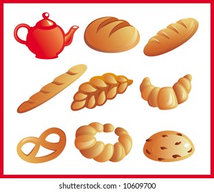 Different sorts of  vector bread