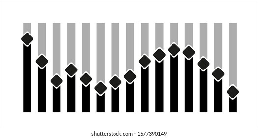 Different sound waves black isolated on white background. Equalizers template. Music audio. Vector illustration