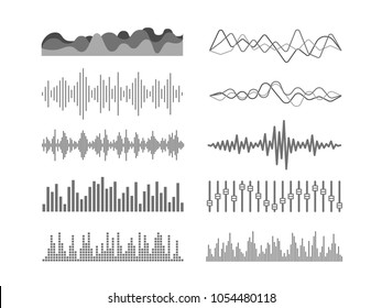 Different sound waves vector set