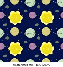 different space objects and planets pattern