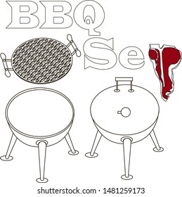 Different special tools for barbecue party. Bbq grill and tools vector illustration.