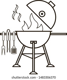 Different special tools for barbecue party. Bbq grill and tools vector illustration.