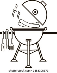 Different special tools for barbecue party. Bbq grill and tools vector illustration.