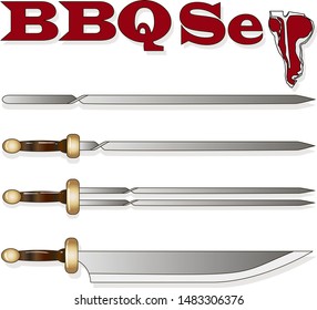 Different special tools for barbecue party. Bbq grill and tools vector illustration.