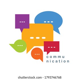 Different speech bubbles composition vector flat design isolated on white, global communication concept, public discussion or opinion diversity metaphor, conference or brainstorming.