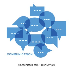 Different speech bubbles composition vector flat design isolated on white, global communication concept, public discussion or opinion diversity metaphor, conference or brainstorming.