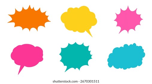 Diferentes balões de fala para falar, diálogo, decoração. Ilustração vetorial.