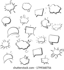 different speech clouds. comics style empty speech bubbles, black and white