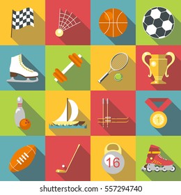 Different sport icons set. Flat illustration of 16 different sport vector icons for web