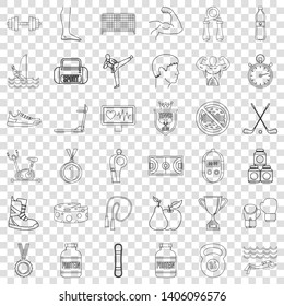 Different sport icons set. Outline style of 36 different sport vector icons for web for any design
