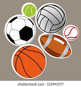 different sports balls on gray background