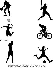 Different sports character silhouttee collection