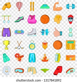 Different sports icons set. Cartoon style of 36 different sports vector icons for web for any design