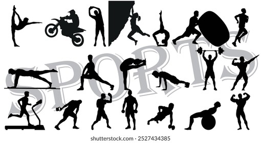 different sports set collection silhouette