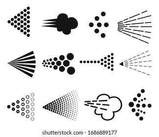 Different spray signs set. Simple spraying symbols collection. Isolated. Vector illustration.