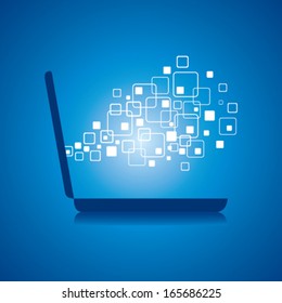 Different  squares comes from laptop - vector illustration
