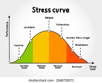 Different stages of the stress curve, educational diagram concept for presentations and reports