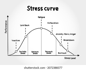 Different stages of the stress curve, educational diagram concept for presentations and reports