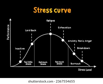 Different stages of the stress curve, educational diagram concept for presentations and reports